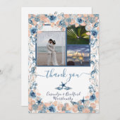 ビーチ結婚式シーシェルとバラ写真ありがとう サンキューカード (正面/裏面)