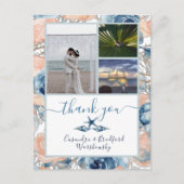 ビーチ結婚式シーシェルとバラ写真ありがとう ポストカード (正面)