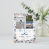 ビーチ結婚式シーシェルとバラ写真ありがとう ポストカード (スタンド正面)