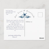 ビーチ結婚式シーシェルとバラ写真ありがとう ポストカード (裏面)