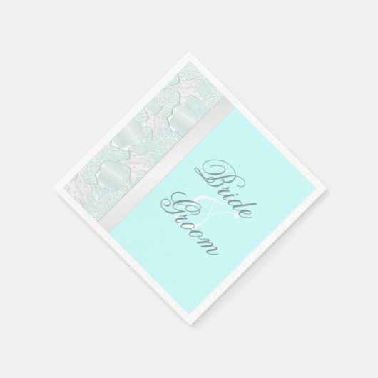 ビーチ結婚式シーシェルとヒトナプキン スタンダードカクテルナプキン (角)