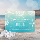 ビーチ結婚式シーシェルズウォーターカラーブライダルシャワー 招待状