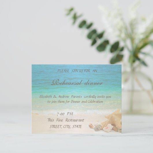ビーチ結婚式シーシェルズリハーサルディナー 招待状 (スタンド正面)
