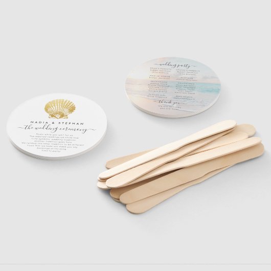 ビーチ結婚式シーシェルフォトプログラムファン ハンドファン (組立なし)