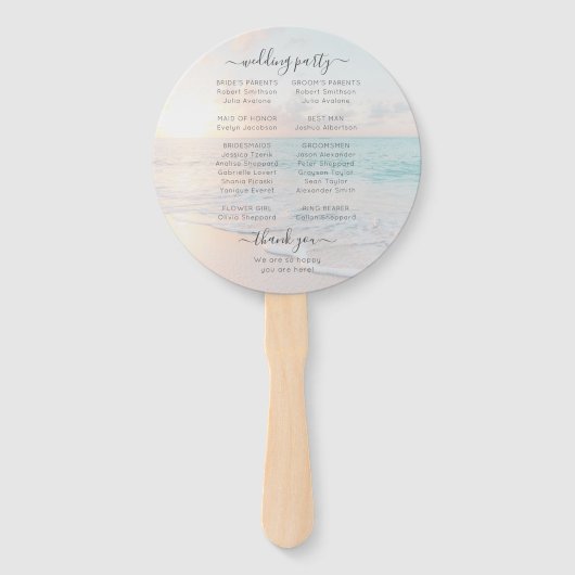 ビーチ結婚式シーシェルフォトプログラムファン ハンドファン (裏面)