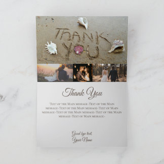 ビーチ結婚式シーシェル写真コラージュありがとう サンキューカード