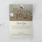 ビーチ結婚式シーシェル写真コラージュ サンキューカード (内部)