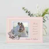 ビーチ結婚式シーシェル写真フレームありがとう サンキューカード (スタンド正面)