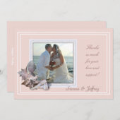 ビーチ結婚式シーシェル写真フレームありがとう サンキューカード (正面/裏面)