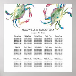 ビーチ結婚式シーティングチャート、ブルーカニのポスター ポスター