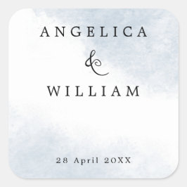 ビーチ結婚式シール |ほこりっぽい青い水色 スクエアシール