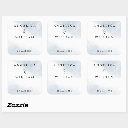 ビーチ結婚式シール |ほこりっぽい青い水色 スクエアシール (シート)