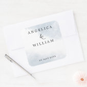 ビーチ結婚式シール |ほこりっぽい青い水色 スクエアシール (封筒)