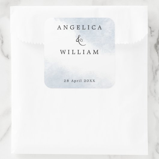 ビーチ結婚式シール |ほこりっぽい青い水色 スクエアシール (バッグ)