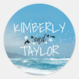 ビーチ結婚式シール ラウンドシール