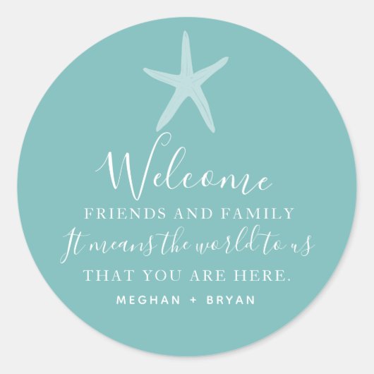 ビーチ結婚式スターフィッシュサンキュー結婚式の引き出物 ラウンドシール (正面)
