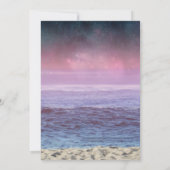 ビーチ結婚式スターフィッシュストリングライトハート夕日 招待状 (裏面)