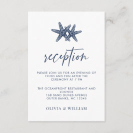 ビーチ結婚式スターフィッシュネイビーブルー披露宴 エンクロージャーカード