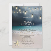 ビーチ結婚式ストリングライツシースターブライダルシャワー 招待状 (正面)