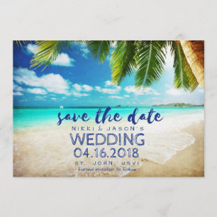 ビーチ結婚式セント・ジョン、USVI Save the Date セーブザデート