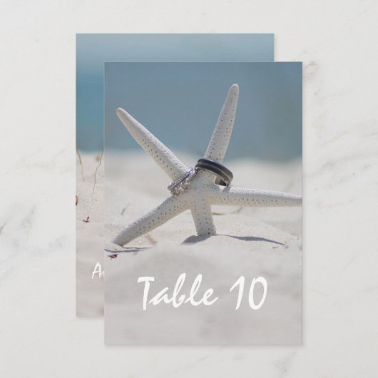 ビーチ結婚式テーブルの場所番号 招待状 (正面/裏面)