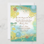 ビーチ結婚式テーマウミガメ 招待状 (裏面)