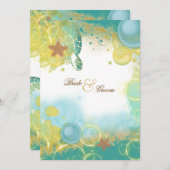 ビーチ結婚式テーマウミガメ 招待状 (正面/裏面)