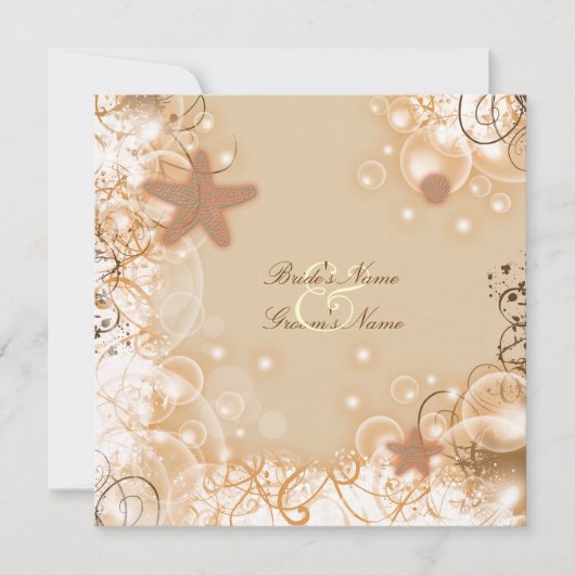 ビーチ結婚式テーマエレガントパーティーカスタム 招待状 (正面)