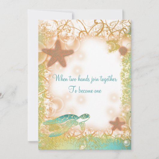 ビーチ結婚式テーマエレガントパーティー 招待状 (正面)