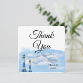 ビーチ結婚式テーマサンキューハガキ シーズンカード (スタンド正面)