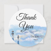 ビーチ結婚式テーマサンキューハガキ シーズンカード (正面)