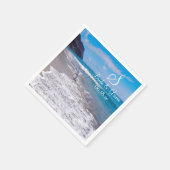 ビーチ結婚式テーマモノグラム日付新郎氏名 スタンダードカクテルナプキン (角)