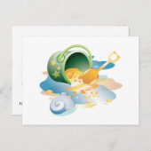 ビーチ結婚式テーマ日付カードの結婚保存 案内ポストカード (正面/裏面)