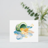 ビーチ結婚式テーマ日付カードの結婚保存 案内ポストカード (スタンド正面)