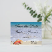 ビーチ結婚式テーマ日付ポストカードの保存 案内ポストカード (スタンド正面)