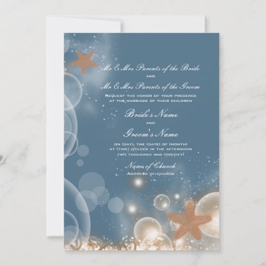 ビーチ結婚式テーマ〜エレガントパーティー 招待状 (裏面)