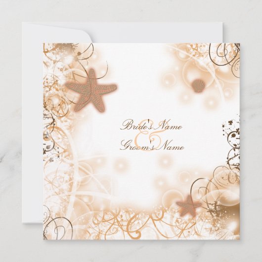 ビーチ結婚式テーマ~エレガント披露宴カード 招待状 (正面)