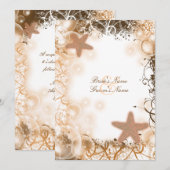 ビーチ結婚式テーマ〜エレガント披露宴 招待状 (正面/裏面)