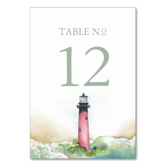 ビーチ結婚式デコールライトハウステーブル番号 テーブルナンバー (正面)
