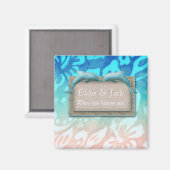 ビーチ結婚式ドルフィンハイビスカスフローザデイト マグネット (正面/裏面)