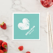 ビーチ結婚式ナプキン |素朴なターコイズと白 スタンダードカクテルナプキン (インサイチュ)