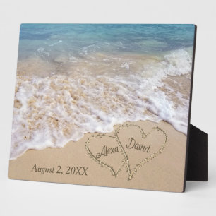 ビーチ結婚式ハートと名前の更新 フォトプラーク