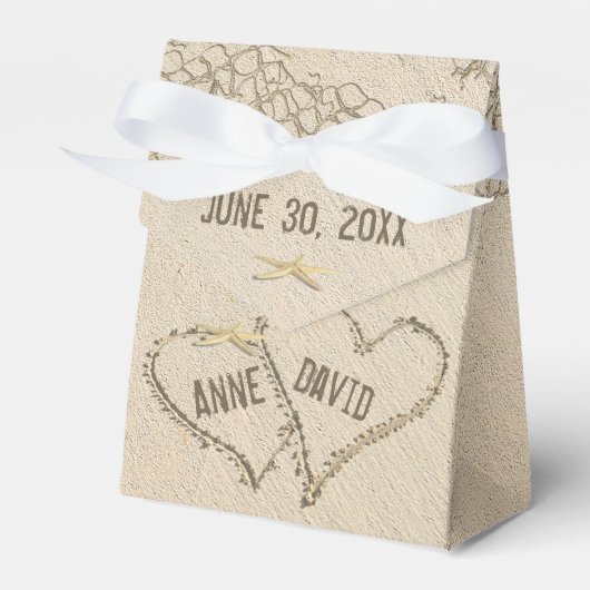 ビーチ結婚式ハートと引用文 フェイバーボックス (正面サイド)