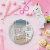 ビーチ結婚式ハートのウィンドウ ペーパープレート (パーティー)