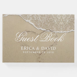 ビーチ結婚式ハートの砂エレガント中 ゲストブック