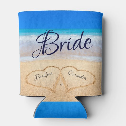 ビーチ結婚式ハートインサンドウェルカムクーラーボックス 缶クーラー (裏面)