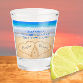 ビーチ結婚式ハートインサンドウェルカムショットグラス ショットグラス