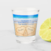 ビーチ結婚式ハートインサンドウェルカムショットグラス ショットグラス (正面)