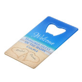 ビーチ結婚式ハートインサンドウェルカム クレジットカード栓抜き (正面アングル)