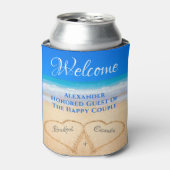 ビーチ結婚式ハートインサンドウェルカム 缶クーラー (缶正面)